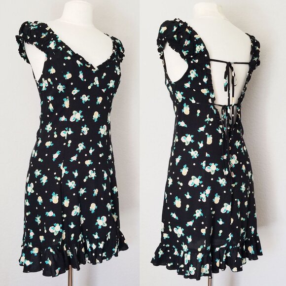 Free People Like A Lady Floral Printed Mini Dress S Black Bustier Open Back $108 - Picture 4 of 15